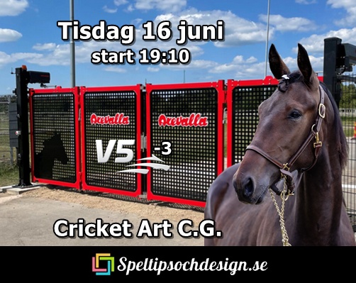Cricket Art C.G. till start på V5 Axevalla tisdag 16 juni med Ole Johan Östre - goda träningsrapporter från tränare Jakob Smith