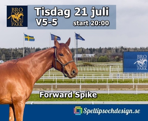 Forward Spike startar på kvällsgaloppen Bro Park Tisdag 21 juli -Speltipsochdesign.se