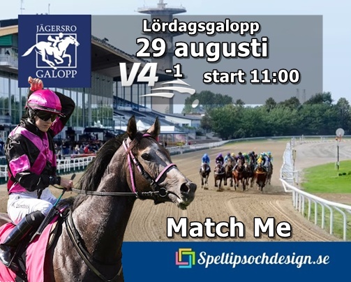 Lördagsgalopp på Jägersro i V4-1 med andelshästen Match Me - Speltipsochdesign.se