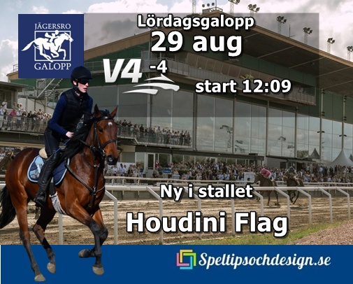 Ny i stallet - Houdini Flag - start Jägersro lördag 29 augusti - Speltipsochdesign.se