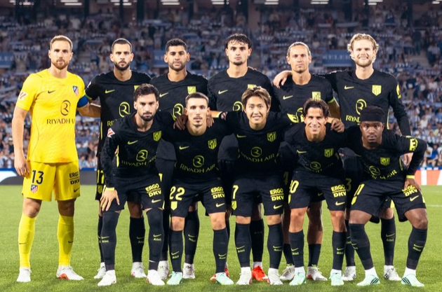 Atlético Madrids startelva i matchen mot Real Sociedad.